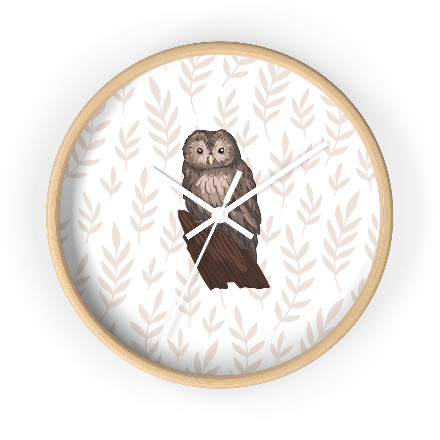 Woodland Owl Wall Clock, Nature Decor, Boho Home Accent, Gift for Nature Lovers, Cozy Living Room Decor
