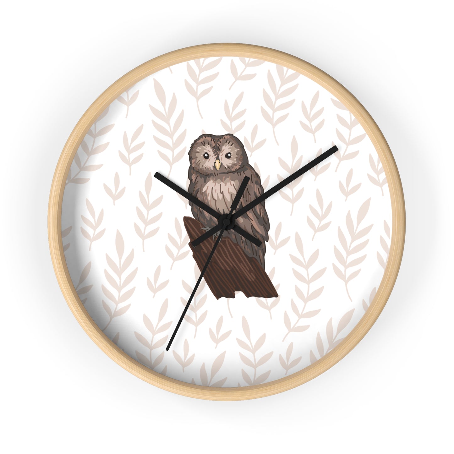 Woodland Owl Wall Clock, Nature Decor, Boho Home Accent, Gift for Nature Lovers, Cozy Living Room Decor
