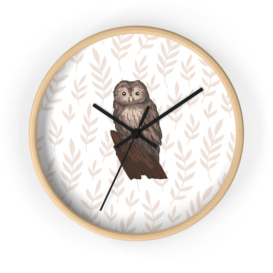 Woodland Owl Wall Clock, Nature Decor, Boho Home Accent, Gift for Nature Lovers, Cozy Living Room Decor